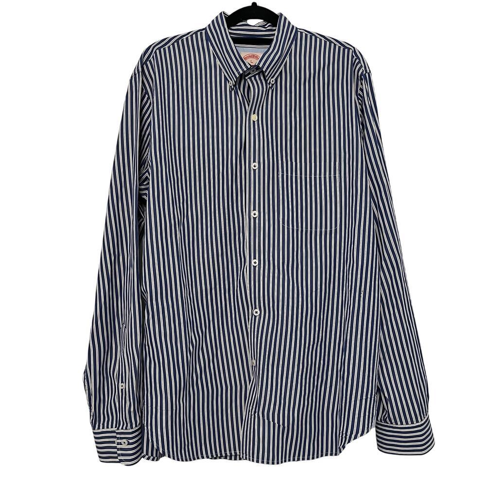 Brooks Brothers Mens Button Down Dress Shirt Blue White Striped Sz Large Preppy